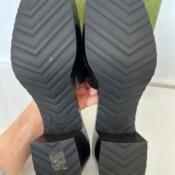 GUCCI Rubber Gucci Logo Womens Platform 20/60mm Slide Sandals 39 Black - Picture 2 of 10